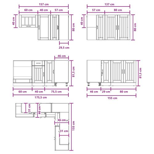 Кухненски единица LUCCA 8 pcs Дъб артизан Инженерна дървесина