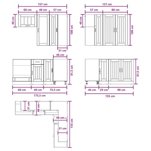 Кухненски единица LUCCA 8 pcs Бял гланц Инженерна дървесина
