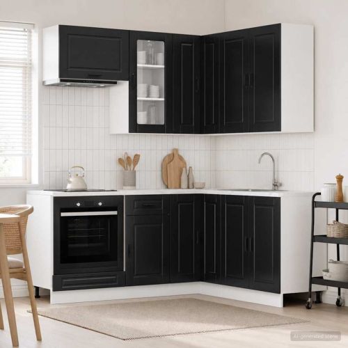Кухненски единица PORTO 8 pcs Черно Инженерна дървесина