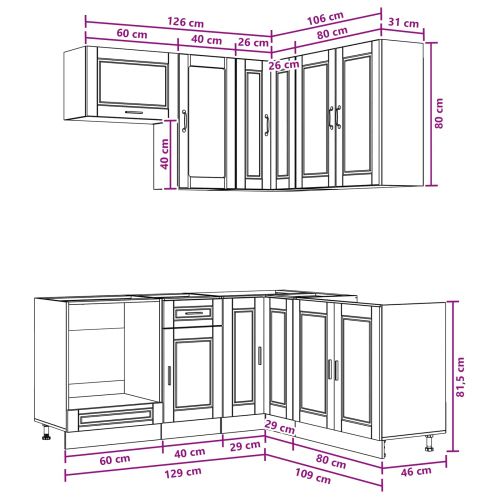 Кухненски единица PORTO 8 pcs Черно Инженерна дървесина