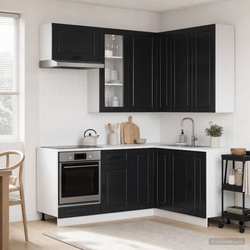 Кухненски единица PORTO 8 pcs Черно Инженерна дървесина
