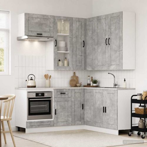 Кухненски единица PORTO 8 pcs Бетонно сиво Инженерна дървесина
