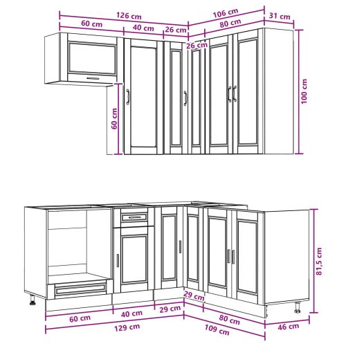 Кухненски единица PORTO 8 pcs Кафяв дъб Инженерна дървесина
