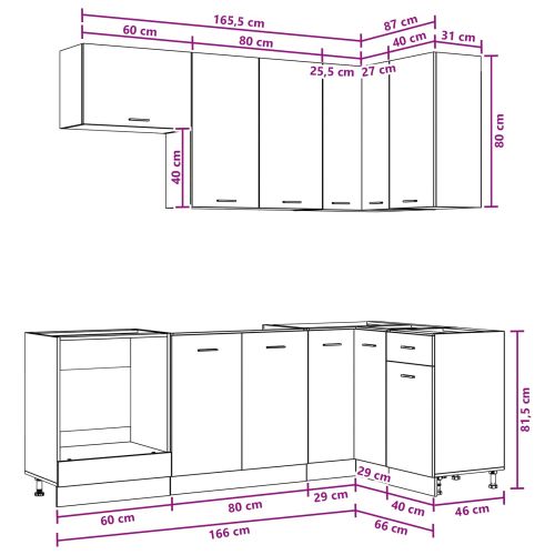 Кухненски единица LYON 8 pcs Опушен дъб Инженерна дървесина