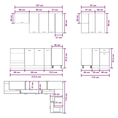 Кухненски единица LYON 8 pcs Дъб артизан Инженерна дървесина