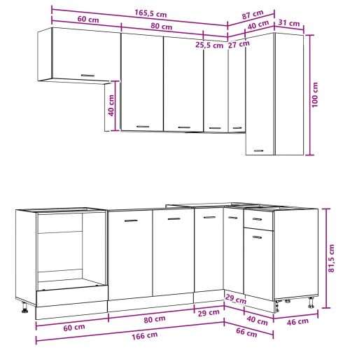 Кухненски единица LYON 8 pcs Старо дърво Инженерна дървесина