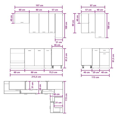 Кухненски единица LYON 8 pcs Дъб артизан Инженерна дървесина