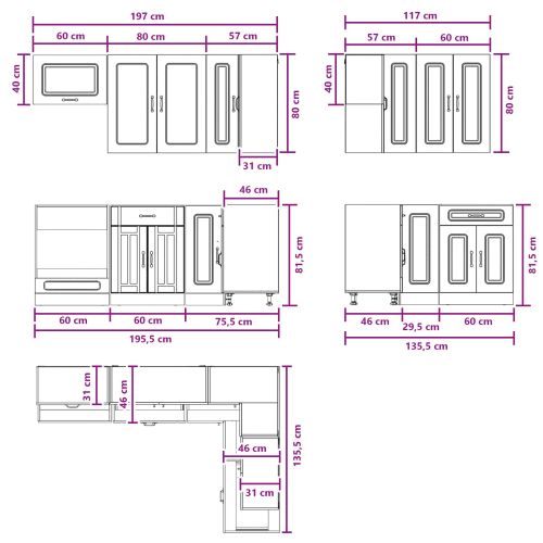 Кухненски единица KALMAR 8 pcs Кафяв дъб Инженерна дървесина