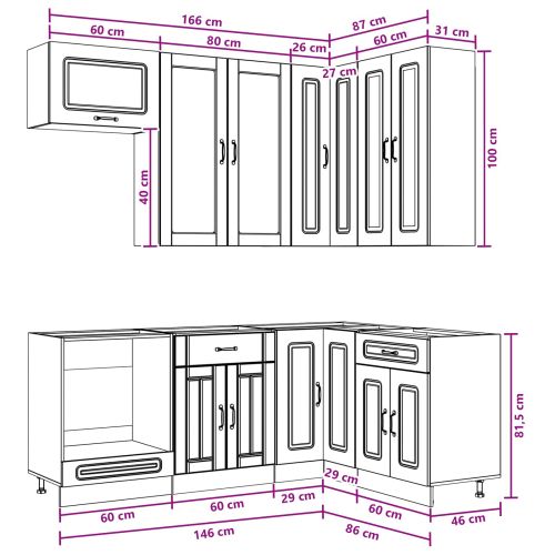 Кухненски единица KALMAR 8 pcs Бяло Инженерна дървесина