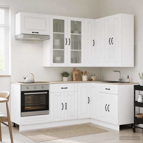 Кухненски единица KALMAR 8 pcs Бял гланц Инженерна дървесина