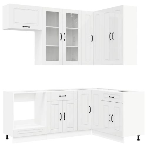 Кухненски единица KALMAR 8 pcs Бял гланц Инженерна дървесина