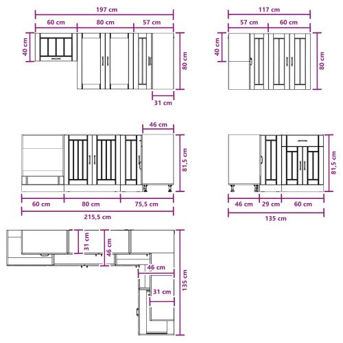 Кухненски единица LUCCA 8 pcs Дъб артизан Инженерна дървесина