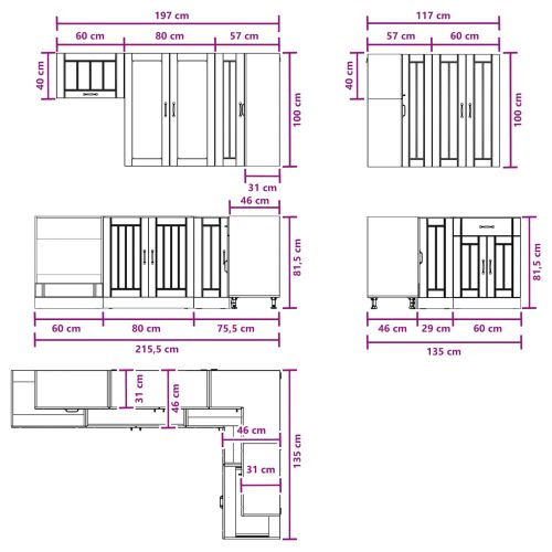 Кухненски единица LUCCA 8 pcs Дъб артизан Инженерна дървесина