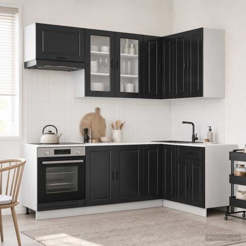 Кухненски единица PORTO 8 pcs Черно Инженерна дървесина
