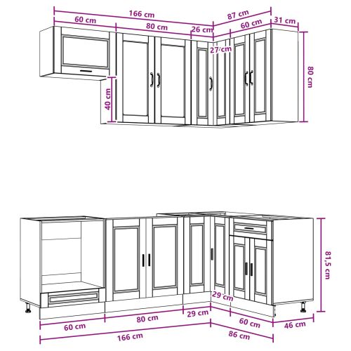 Кухненски единица PORTO 8 pcs Старо дърво Инженерна дървесина