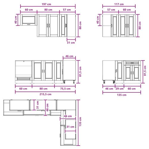 Кухненски единица PORTO 8 pcs Дъб артизан Инженерна дървесина