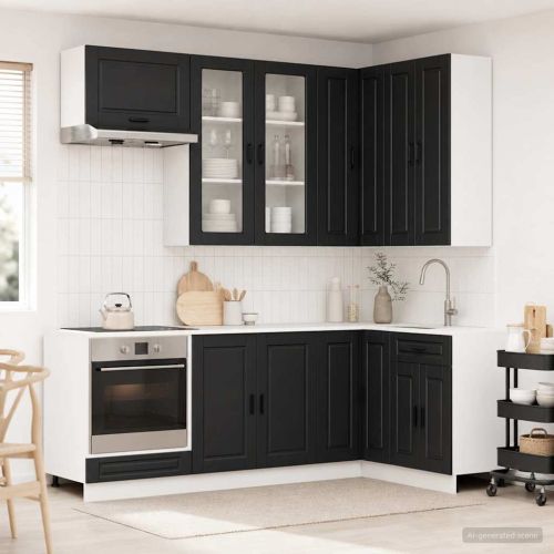 Кухненски единица PORTO 8 pcs Черно Инженерна дървесина
