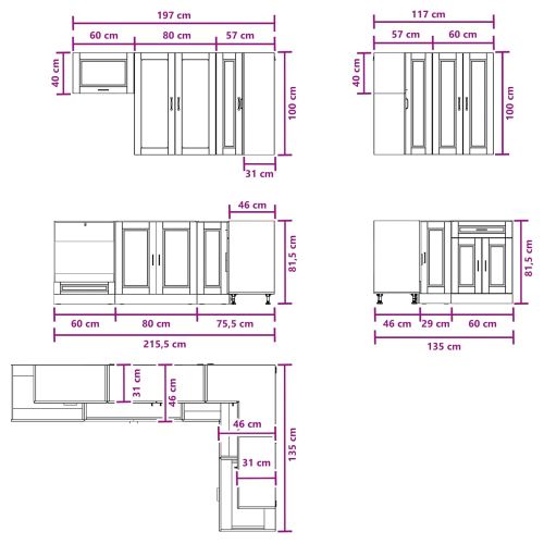 Кухненски единица PORTO 8 pcs Дъб сонома Инженерна дървесина