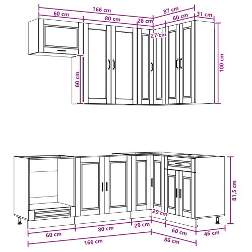 Кухненски единица PORTO 8 pcs Кафяв дъб Инженерна дървесина