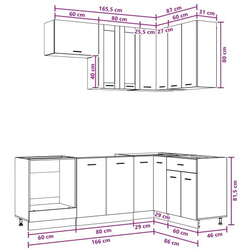 Кухненски единица LYON 8 pcs Дъб артизан Инженерна дървесина