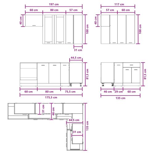 Кухненски единица LYON 8 pcs Дъб сонома Инженерна дървесина