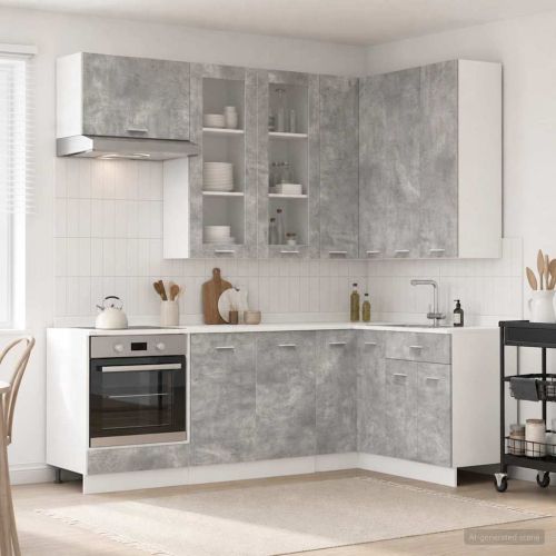 Кухненски единица LYON 8 pcs Бетонно сиво Инженерна дървесина