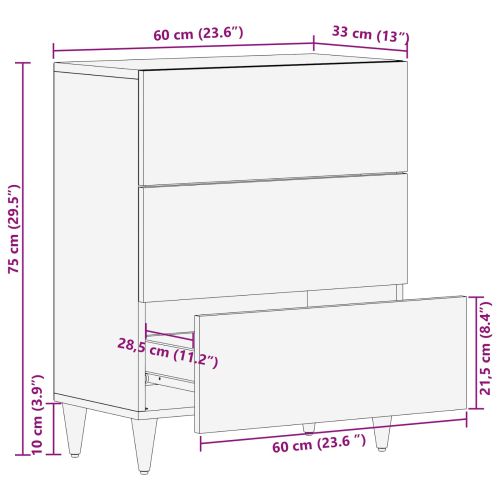 Служебен шкаф Кафяво 60 x 33 x 75 cm Солидно мангово дърво