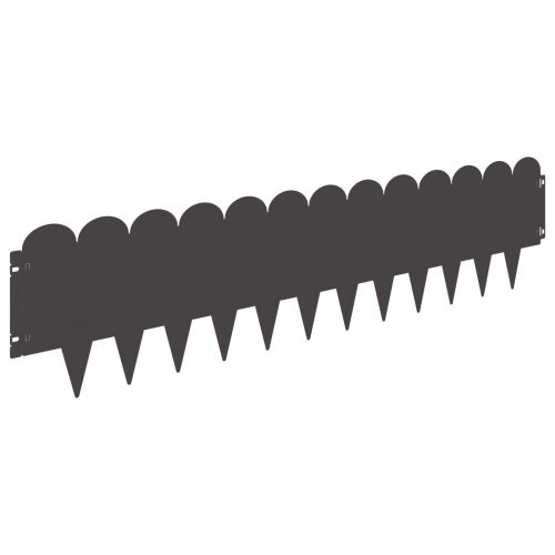 Ограда за трева 10 pcs 103 x 25 см Стомана Черно