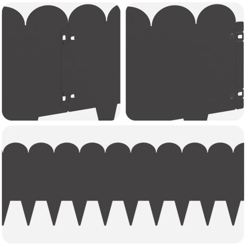 Ограда за трева 30 pcs 103 x 25 см Стомана Черно