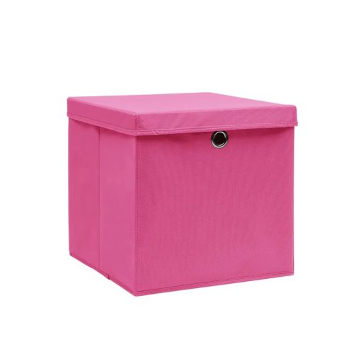 Кутии за съхранение с капаци 10 бр 28x28x28 см розови