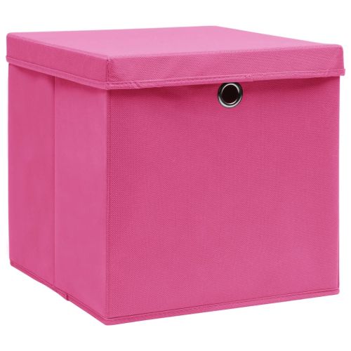 Кутии за съхранение с капаци 4 бр 28x28x28 см розови