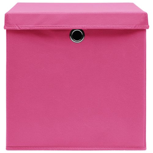 Кутии за съхранение с капаци 4 бр 28x28x28 см розови