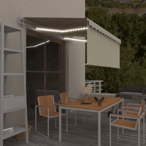 Автоматичен сенник с щора LED сензор за вятър 3,5x2,5 м кремав