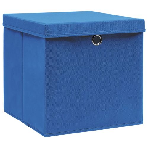 Кутии за съхранение с капаци 4 бр 28x28x28 см сини