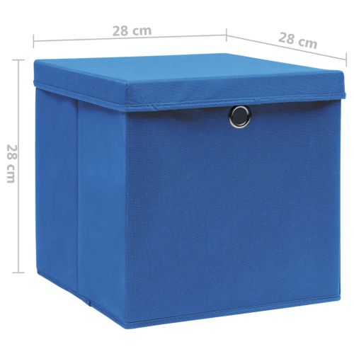 Кутии за съхранение с капаци 4 бр 28x28x28 см сини