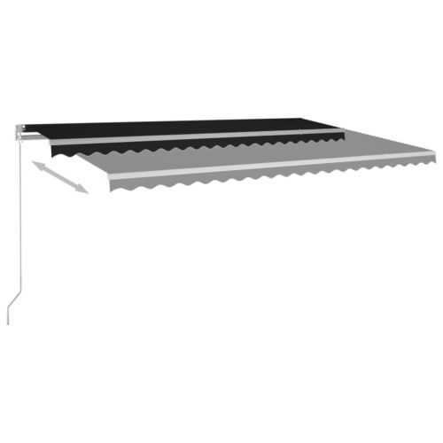 Ръчно прибиращ се сенник с LED, 500x350 см, антрацит