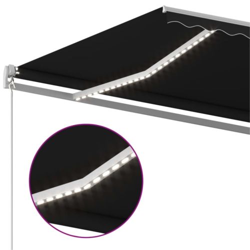 Ръчно прибиращ се сенник с LED, 500x350 см, антрацит