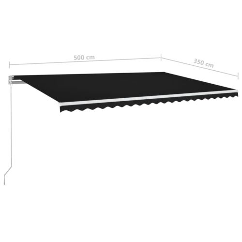 Ръчно прибиращ се сенник с LED, 500x350 см, антрацит