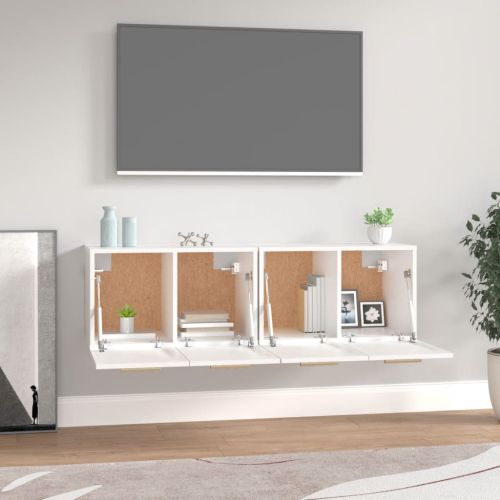 Стенни шкафове 2 бр Бял 60x36,5x35 см инженерно дърво