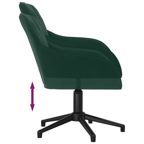 Въртящи се трапезни столове, 2 бр, тъмнозелени, кадифе