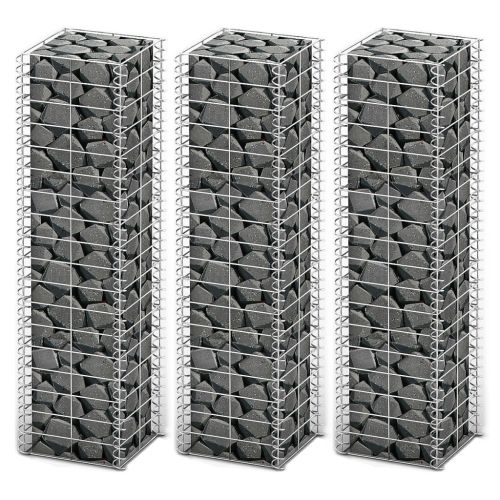 Комплект габиони, 3 бр, поцинкована тел, 25x25x100 см