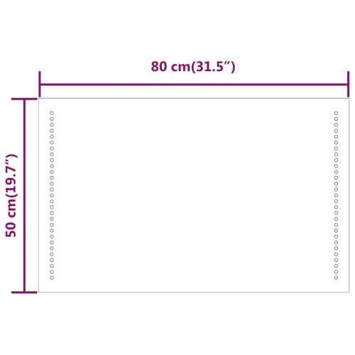 LED огледало за баня, 80x50 см