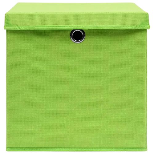 Кутии за съхранение с капаци 4 бр зелени 32x32x32 см плат
