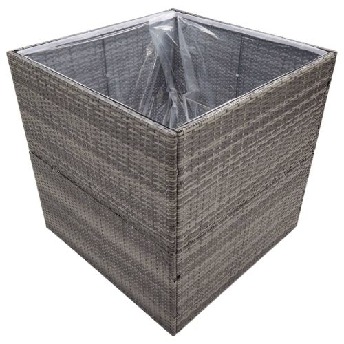Градински сандък, сив, 80x80x80 см, полиратан