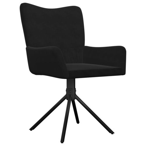Въртящи трапезни столове, 2 бр, черни, кадифе