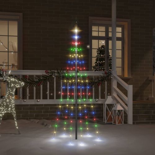 Коледна елха на флагщок, цветно, 108 LED, 180 см