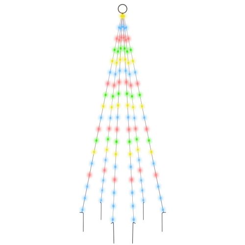 Коледна елха на флагщок, цветно, 108 LED, 180 см