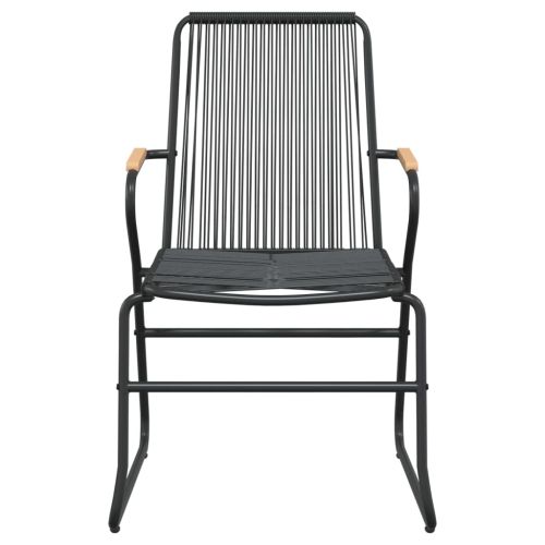 Градински столове, 2 бр, черни, 58x59x85,5 см, PVC ратан