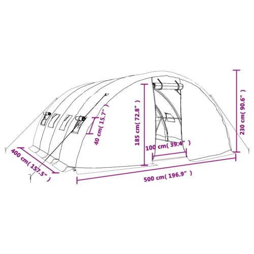 Оранжерия със стоманена рамка зелена 20 м² 5x4x2,3 м