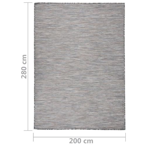 Градински плоскотъкан килим, 200x280 см, кафяво и синьо